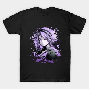 Anime Manga inspired Purple beautiful Girl T-Shirt